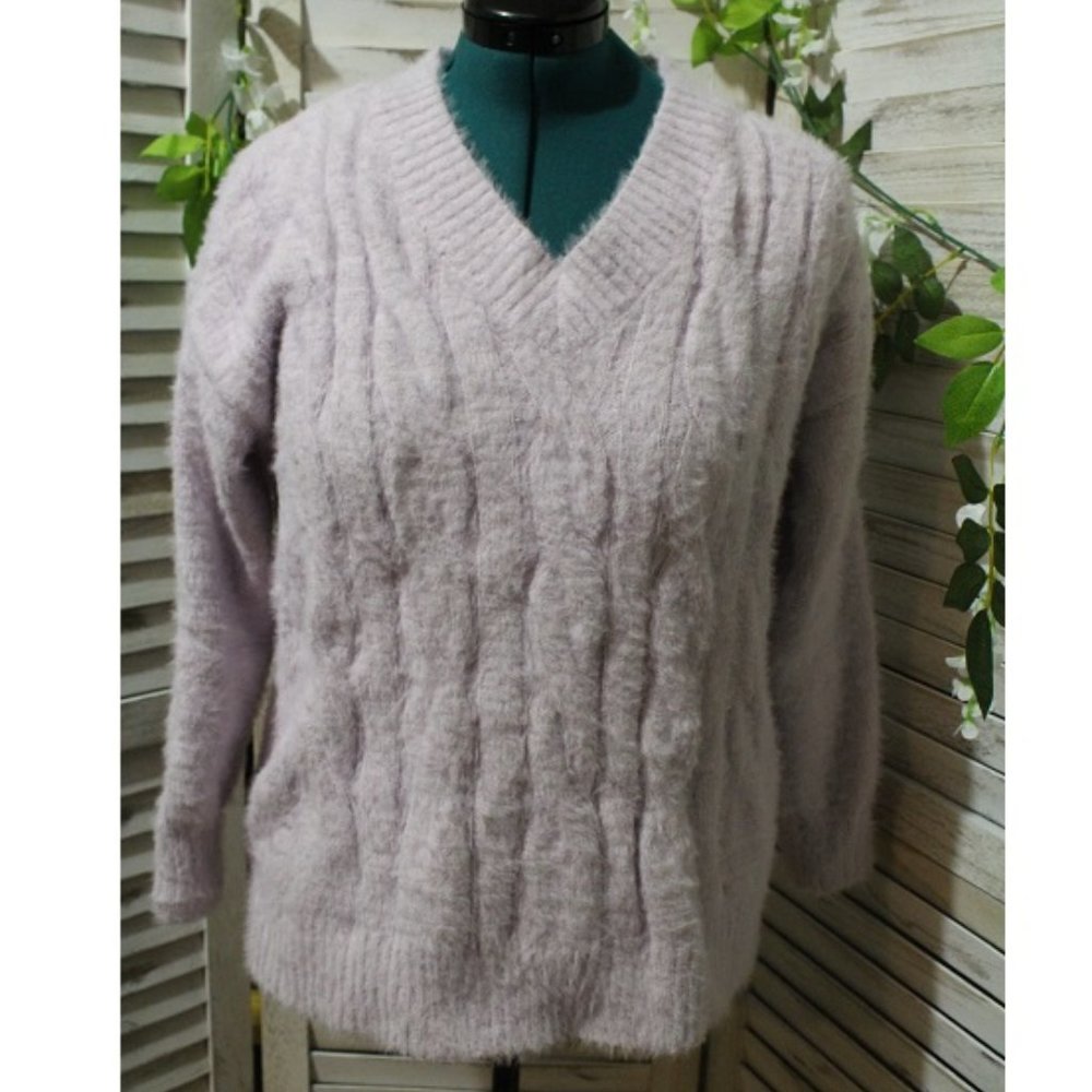 Lucky Brand Lavender Fuzzy Eyelash Sweater (485)🦋🔮
